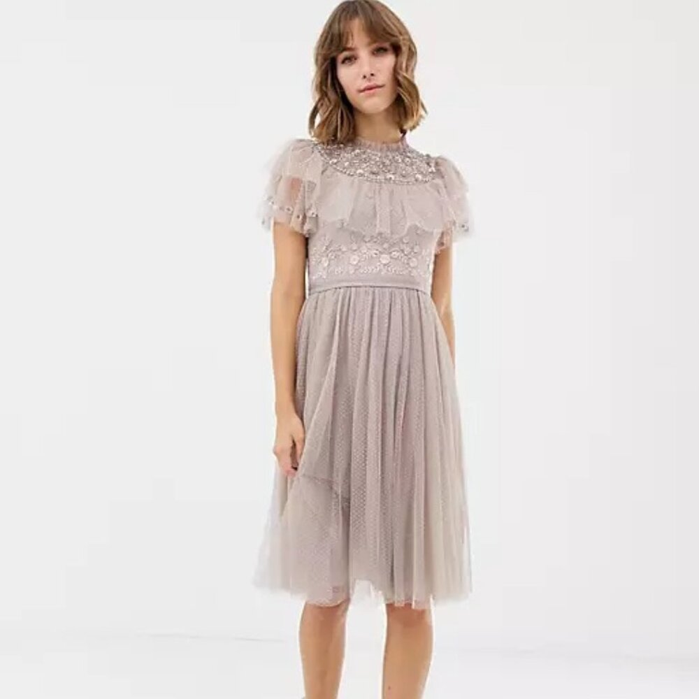 Needle & Thread Embroidered Bodice Tulle Skater Dress